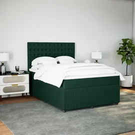 vidaXL Boxspringbett 140 x 200 cm Dunkelgrün