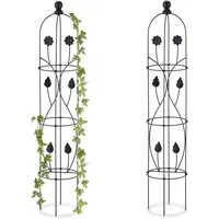 Relaxdays Rankhilfe Obelisk, 2er Set, HxD: 103x20 cm, Ranksäule