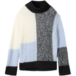 TOM TAILOR Damen Gemusterter Strickpullover, schwarz, Gemustert, Gr. XXL