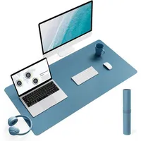 LuxusKollektion Schreibtischunterlage Schreibtischunterlage mit Mauspad Leder Azurblau 90x43 blau