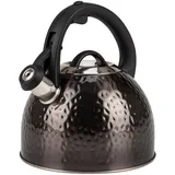 KARL HAUSMANN Wasserkessel Induktion - 3L - Schwarz Teekessel mit Automatischer Pfiff - Edelstahl Wasserkocher für Induktionsherd, Gasherd und Elektroherd - Pfeifkessel - Teekanne - Flötenkessel