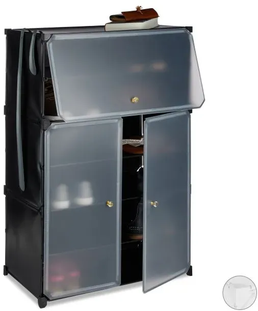 Relaxdays Schuhschrank Kunststoff Gold,Schwarz,Transparent