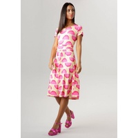 Aniston SELECTED Sommerkleid mit eingelegten Falten in der Taille - NEUE KOLLEKTION Gr. 36, N-Gr, apricot-weiß-pink, , 74108213-36 N-Gr