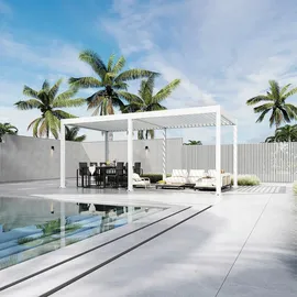 Weide Pergola 3 x 6 m inkl. LED Weiß