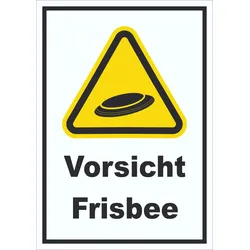 Vorsicht Frisbee Schild A4 (210x297mm)