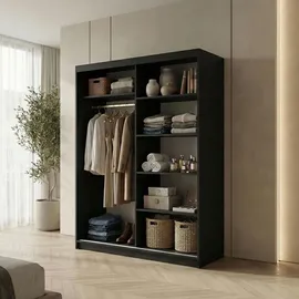 beautysofa Schwebetürenschrank HELA 120 x 204,5 x 60 cm Schwarz