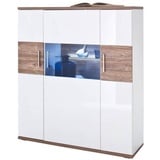 Livetastic Highboard Weiß, Eichefarben , 120x135x37 cm, B: 120 H: 135 T: 37