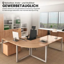 bümö Schreibtisch R-Serie Grau / Silber