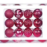 inges magic & goodz 12 Weihnachtskugeln Dekorierte Kugeln Kunststoff 6cm 12er Set pink