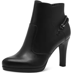 High-Heel-Stiefelette TAMARIS, Damen, Gr. 36, schwarz, Lederimitat, elegant, Schuhe, Stilettoabsatz, Abendschuh, Ankleboots mit Bändern an der Ferse