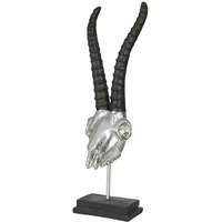 Hansmeier® Deko Skulptur Steinbock | Silber | Für Außen und Innen | 47 x 15 x 15 cm | Deko Statue Geweih