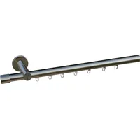INDEKO Gardinenstange Consul, Ø 16 mm, 1-läufig, Wunschmaßlänge, verschraubt, Aluminium, Innenlauf Komplett-Set inkl. Gleitern und Montagematerial silberfarben Ø 16 mm x 120 cm