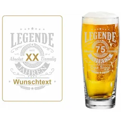Willi Becher Bierglas Helles-Glas 0,3 Liter mit Eichung - Legende (personalisiert)