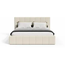 FEDVE Polsterbett, Beige, Textil, 140x200 cm, Schlafzimmer, Betten, Polsterbetten