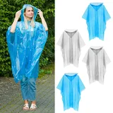 4x Regenponcho Set Regenmantel Regencape 120x130 Transparent Blau Regenschutz