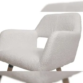 Mendler Esszimmerstuhl HWC-A50 II, Stuhl Küchenstuhl Polsterstuhl, Holz Stoff/Textil Bouclé (450g/m2) FSC® ~ creme