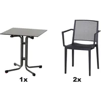 Siena Garden Urban Lights Set 3teilig Square Sessel gastrotauglich anthrazit mit Tisch Sola 65x65