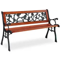 relaxdays Gartenbank 10036070_0 rotbraun/schwarz Metall 125,0 cm