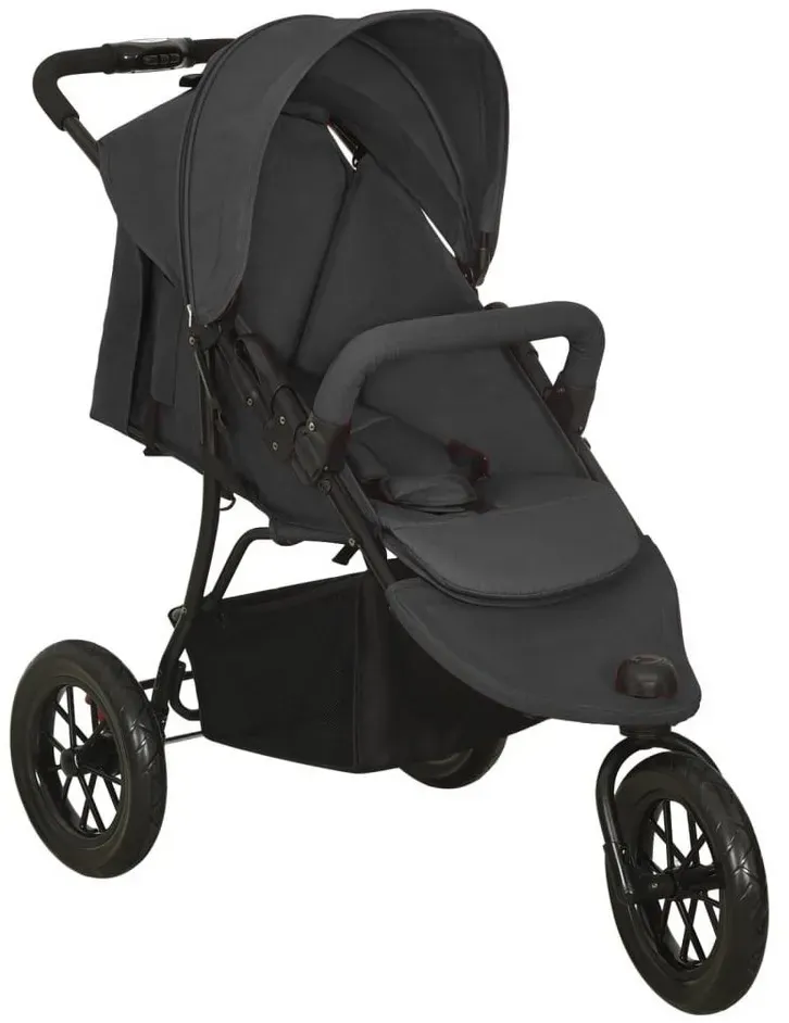 vidaXL Kombi-Kinderwagen Kinderwagen Kinderkarre Buggy 3-Rad-Buggy Karre Anthrazit Stahl schwarz