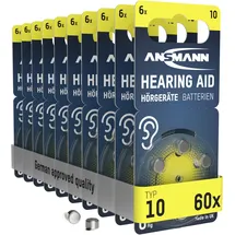 Ansmann Hörgerätebatterien 10 (Gelb P10 PR70 ZL4 60 Stück