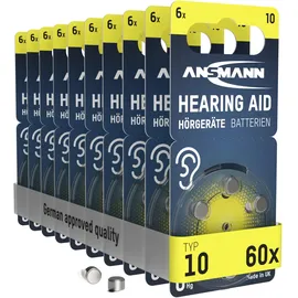 Ansmann Hörgerätebatterien 10 (Gelb P10 PR70 ZL4 60 Stück
