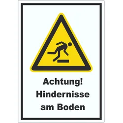 Achtung Hindernisse am Boden Aufkleber A0 (841x1189mm)