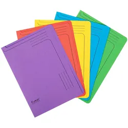 Exacompta 48100E 25x Aktenmappen mit Beschriftungsfeld und abgerundeten Ecken aus Recycling Karton 290g Foldyne Forever - A4 - Farben sortiert