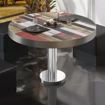 GGM Möbel Bistro Loungetisch Ø 70 x 41 cm Vintage Bunt/Edelstahl