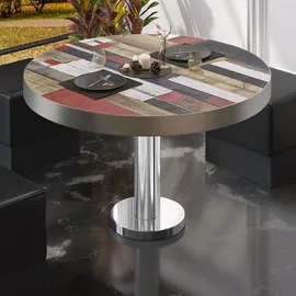 GGM Möbel Bistro Loungetisch Ø 70 x 41 cm Vintage Bunt/Edelstahl