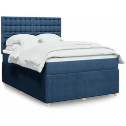 Boxspringbett mit Matratze Blau 140x190 cm Stoff