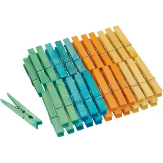 VBS 48er-Pack Wäscheklammern Bunt Holz 7,2cm Holzklammer Halteklammer Wäsche aufhängen
