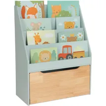 Relaxdays Kinderregal 60 x 30 x 80 cm Kiefer massiv natur türkis