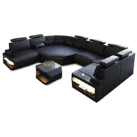 Sofa Dreams Wohnlandschaft, Schwarz, Leder, Freiform, 352x93x280 cm, Wohnzimmer, Sofas & Couches, Wohnlandschaften, Wohnlandschaften in U-Form