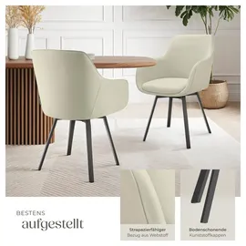 Tectake tectake® Armlehnstuhl - gepolstert, 360° drehbar, pulverbeschichtete Stahlbeine, 57 x 59 x 88 cm, Esszimmer, Stühle, Esszimmerstühle, Armlehnenstühle