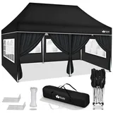 tillvex Partyzelt tillvex® Pavillon 3x6m Wasserdicht Gartenzelt Faltpavillon Partyzelt, (Pavillon 3x6m wasserdicht), Partyzelt mit Tasche für Garten schwarz
