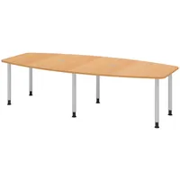 Bümö Konferenztisch, Buche, Silber, Nachbildung,Buche, Oval, 280x74x130 cm, FSC