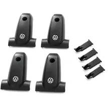 Volkswagen 2K0071738 Abdeckkappen (4 Stück) Grundträger Kappe Dachgepäckträger, mit VW Logo, schwarz