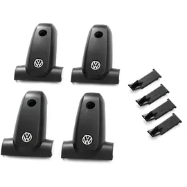 Volkswagen 2K0071738 Abdeckkappen (4 Stück) Grundträger Kappe Dachgepäckträger, mit VW Logo, schwarz