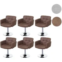 Mendler 6er-Set Esszimmerstuhl Orlando, Drehstuhl Stuhl, Wildlederimitat Chrom MVG-zertifiziert