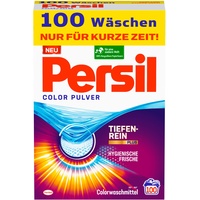 Persil Color Pulver (100 Waschladungen), Colorwaschmittel mit Tiefenrein-Plus Technologie bekämpft hartnäckigste Flecken, Waschpulver für leuchtende Farben