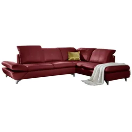 W.Schillig Ecksofa "Taoo, elegant und zeitlos, bequem, L-Form, Breite 296cm", rot (ruby rot z59), B:296cm H:84cm T:242cm, Longlife Xtra-Leder Z59: Glattleder mit modischer Prägung.