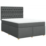 vidaXL Boxspringbett 140 x 200 cm Dunkelgrau