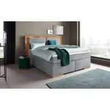 Home Affaire Boxspringbett HOME AFFAIRE "Cup", grau (light grau), B:210cm L:206cm, Bezug: Luxus-Microfaser (100% Polyester);Bezug: Microfaser (100% Polyester), Komplettbetten, Boxspringbett, mit Massivholzrahmen, mit Topper, in 2 Härtegraden, in 3 Breiten