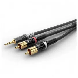 SOMMER CABLE Audio Anschlusskabel 3,5mm Klinken-Stecker - 2x Cinch-Stecker 3,00m (HBP-3SC2-0300)