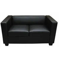 Mendler 2er Sofa Couch Loungesofa Lille ~ Kunstleder, schwarz