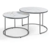 [en.casa] Skagen Marmor weiß / silber 2er Set