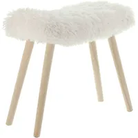 Frank Flechtwaren Hocker Kuschelfell Polyester 50 x 40 x 50 cm Weiß