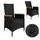 CASARIA Polyrattan Gartenstuhl 63 x 68 x 108 cm schwarz 2 St.