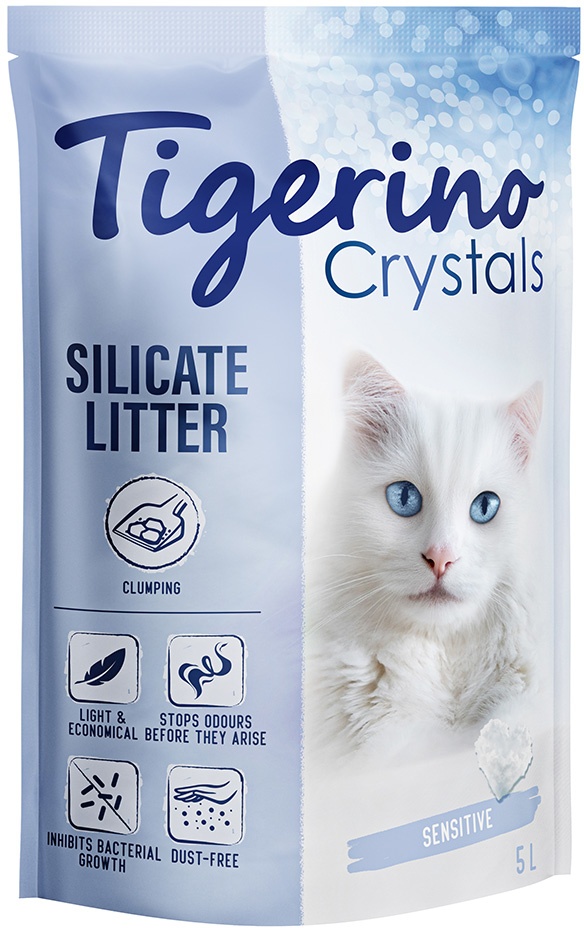 Tigerino Crystals klumpende Katzenstreu – Sensitive, parfümfrei - 3 x 5 l
