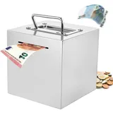 Miawtro Spardose Erwachsene Edelstahl, Sparbox mit Griff Zum Tragen, Sichere Spardose Groß mit Ausreichend Fassungsvermögen, Schwer zu Entnehmendes Sparschwein,Geeignet für Kinder und Erwachsene